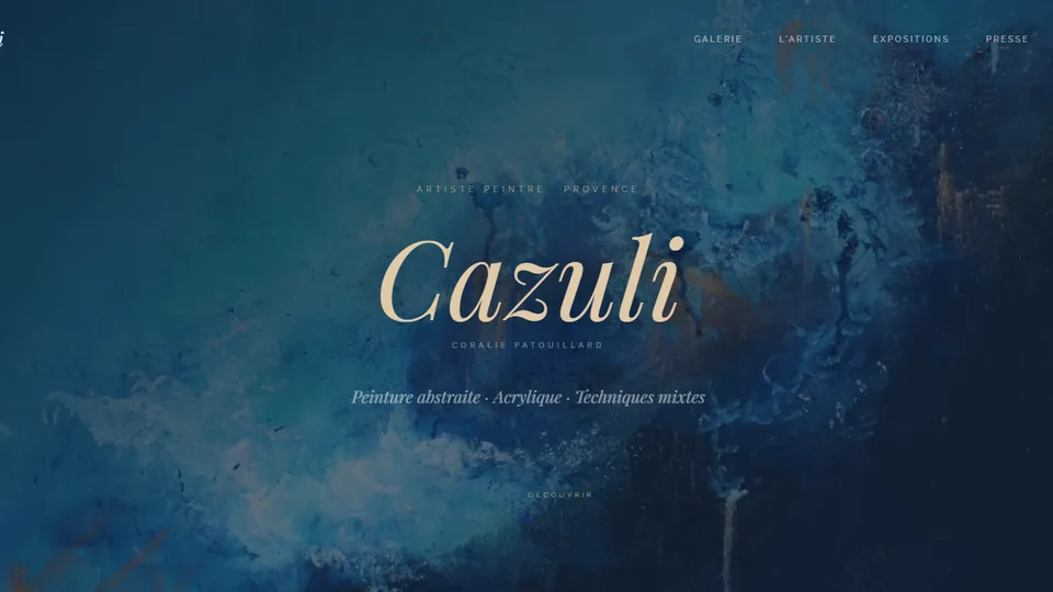 Page d'accueil du site cazuli.fr, créé par Studio Lila